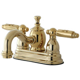 Georgian Double-Handle 3-Hole Deck Mount 4-Inch Centerset Bathroom Faucet with Brass Pop-Up