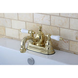 English Country Double-Handle 3-Hole Deck Mount 4-Inch Centerset Bathroom Faucet with Brass Pop-Up