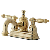 Templeton Double-Handle 3-Hole Deck Mount 4-Inch Centerset Bathroom Faucet with Brass Pop-Up