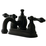 English Country Double-Handle 3-Hole Deck Mount 4-Inch Centerset Bathroom Faucet with Brass Pop-Up