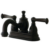 Royale Double-Handle 3-Hole Deck Mount 4-Inch Centerset Bathroom Faucet with Brass Pop-Up