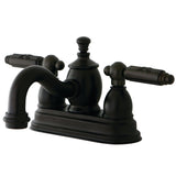 Georgian Double-Handle 3-Hole Deck Mount 4-Inch Centerset Bathroom Faucet with Brass Pop-Up