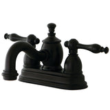 Naples Double-Handle 3-Hole Deck Mount 4-Inch Centerset Bathroom Faucet with Brass Pop-Up