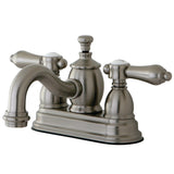 Heirloom Double-Handle 3-Hole Deck Mount 4-Inch Centerset Bathroom Faucet with Brass Pop-Up