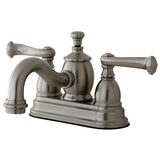 Royale Double-Handle 3-Hole Deck Mount 4-Inch Centerset Bathroom Faucet with Brass Pop-Up