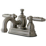 Georgian Double-Handle 3-Hole Deck Mount 4-Inch Centerset Bathroom Faucet with Brass Pop-Up