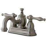 Naples Double-Handle 3-Hole Deck Mount 4-Inch Centerset Bathroom Faucet with Brass Pop-Up