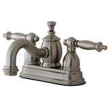 Templeton Double-Handle 3-Hole Deck Mount 4-Inch Centerset Bathroom Faucet with Brass Pop-Up