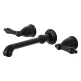 English Country Double-Handle 3-Hole Wall Mount Bathroom Faucet