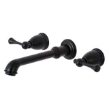 English Country Double-Handle 3-Hole Wall Mount Bathroom Faucet