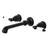 French Country Double-Handle 3-Hole Wall Mount Bathroom Faucet