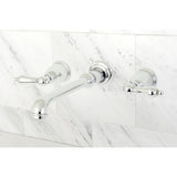 English Country Double-Handle 3-Hole Wall Mount Bathroom Faucet