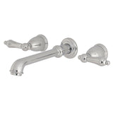 English Country Double-Handle 3-Hole Wall Mount Bathroom Faucet