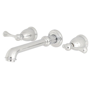 English Country Double-Handle 3-Hole Wall Mount Bathroom Faucet