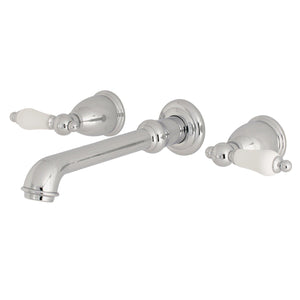 French Country Double-Handle 3-Hole Wall Mount Bathroom Faucet