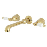 French Country Double-Handle 3-Hole Wall Mount Bathroom Faucet