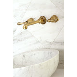 English Country Double-Handle 3-Hole Wall Mount Bathroom Faucet