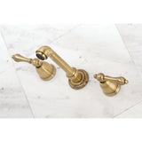 English Country Double-Handle 3-Hole Wall Mount Bathroom Faucet