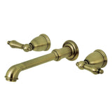 English Country Double-Handle 3-Hole Wall Mount Bathroom Faucet