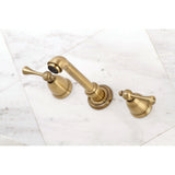 English Country Double-Handle 3-Hole Wall Mount Bathroom Faucet