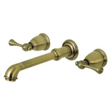 English Country Double-Handle 3-Hole Wall Mount Bathroom Faucet