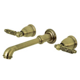 Georgian Double-Handle 3-Hole Wall Mount Bathroom Faucet