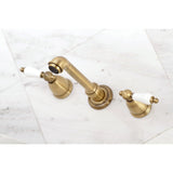 French Country Double-Handle 3-Hole Wall Mount Bathroom Faucet