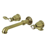 Tudor Double-Handle 3-Hole Wall Mount Bathroom Faucet