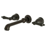 English Country Double-Handle 3-Hole Wall Mount Bathroom Faucet