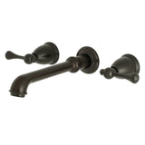 English Country Double-Handle 3-Hole Wall Mount Bathroom Faucet