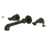 French Country Double-Handle 3-Hole Wall Mount Bathroom Faucet