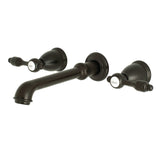 Tudor Double-Handle 3-Hole Wall Mount Bathroom Faucet