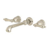 English Country Double-Handle 3-Hole Wall Mount Bathroom Faucet