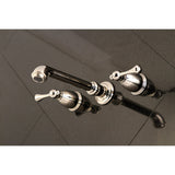 English Country Double-Handle 3-Hole Wall Mount Bathroom Faucet