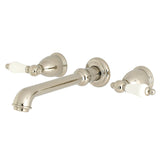 French Country Double-Handle 3-Hole Wall Mount Bathroom Faucet