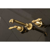 English Country Double-Handle 3-Hole Wall Mount Bathroom Faucet