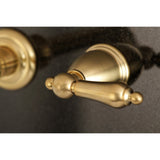 English Country Double-Handle 3-Hole Wall Mount Bathroom Faucet