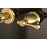 English Country Double-Handle 3-Hole Wall Mount Bathroom Faucet