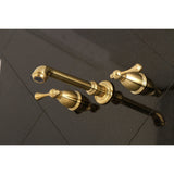 English Country Double-Handle 3-Hole Wall Mount Bathroom Faucet