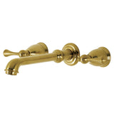 English Country Double-Handle 3-Hole Wall Mount Bathroom Faucet