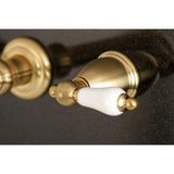 French Country Double-Handle 3-Hole Wall Mount Bathroom Faucet