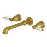 French Country Double-Handle 3-Hole Wall Mount Bathroom Faucet