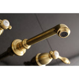 Tudor Double-Handle 3-Hole Wall Mount Bathroom Faucet