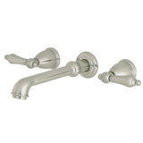 English Country Double-Handle 3-Hole Wall Mount Bathroom Faucet