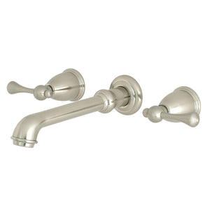 English Country Double-Handle 3-Hole Wall Mount Bathroom Faucet