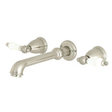 French Country Double-Handle 3-Hole Wall Mount Bathroom Faucet