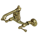 English Country Two-Handle 2-Hole Wall Mount Kitchen Faucet