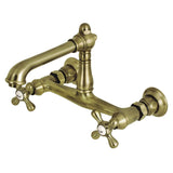 English Country Two-Handle 2-Hole Wall Mount Bathroom Faucet