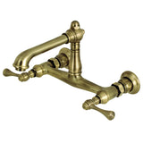 English Country Double-Handle 2-Hole Wall Mount Bathroom Faucet