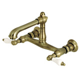 English Country Double-Handle 2-Hole Wall Mount Bathroom Faucet